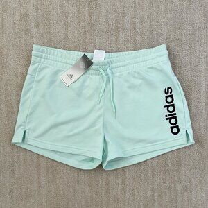 NWT Adidas Essentials Green And Black Slim Logo Shorts L HE9363